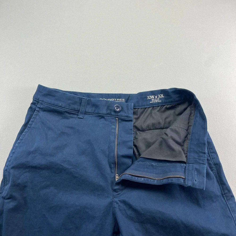 Roundtree & Yorke Pants Mens 32x32 Blue Cotton Stretch Classic Fit Straight Leg